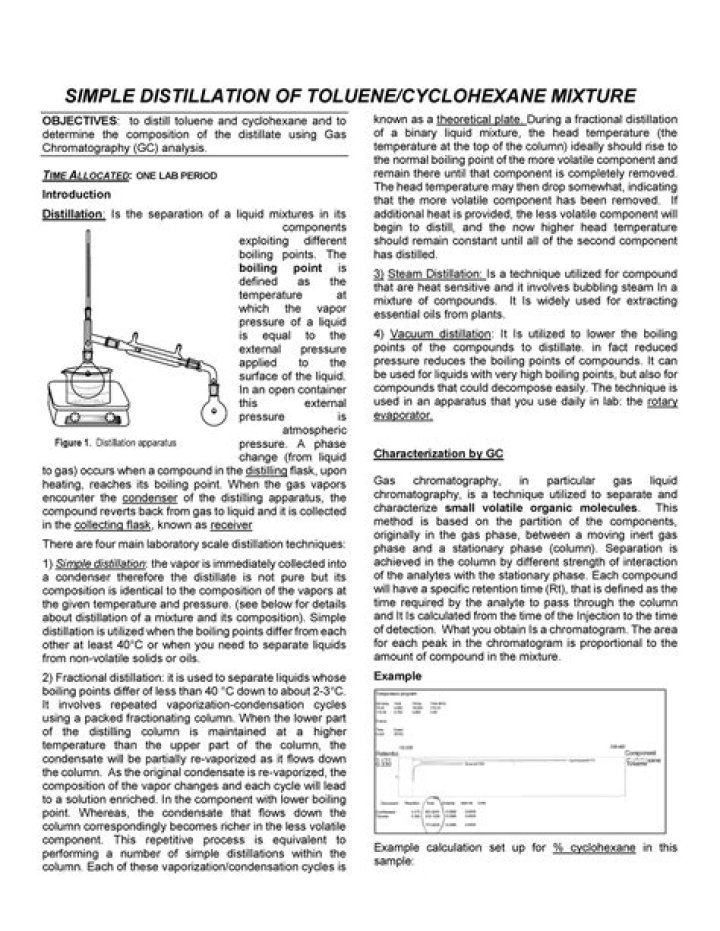 Can cyclohexane and toluene be separated by simple distillation?