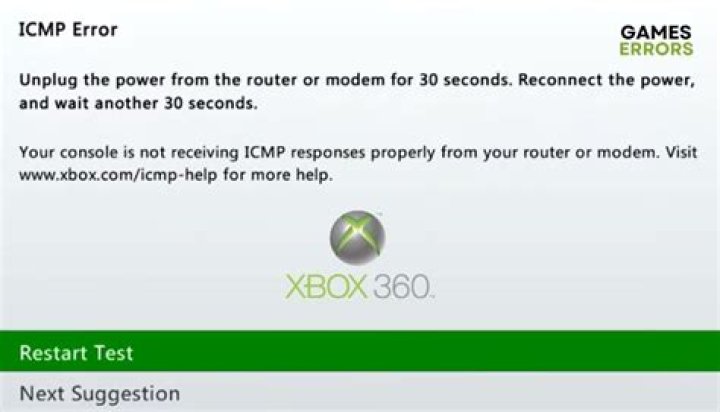 How do I fix ICMP error on Xbox 360?