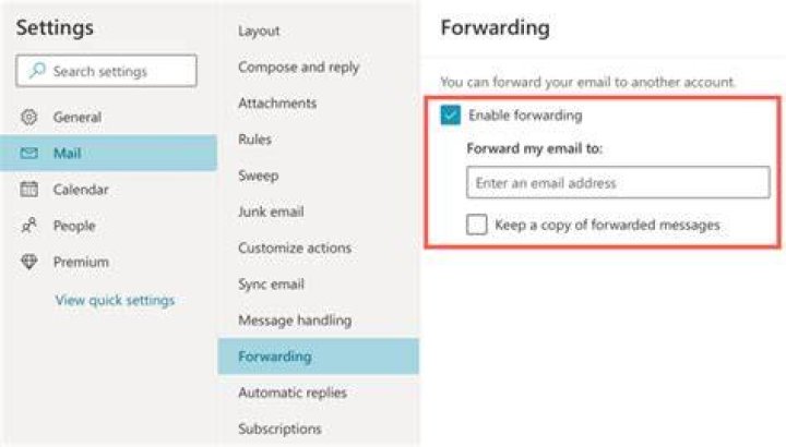 How do I forward my Exchange email to another account?