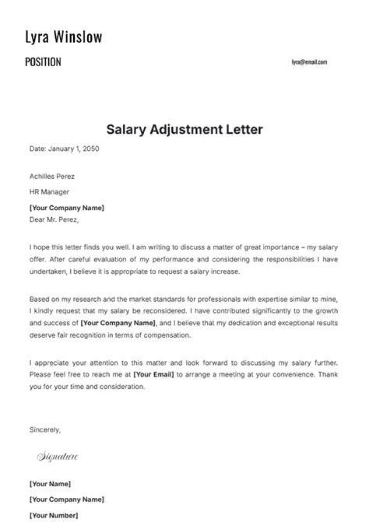 How do I write a letter of salary adjustment?