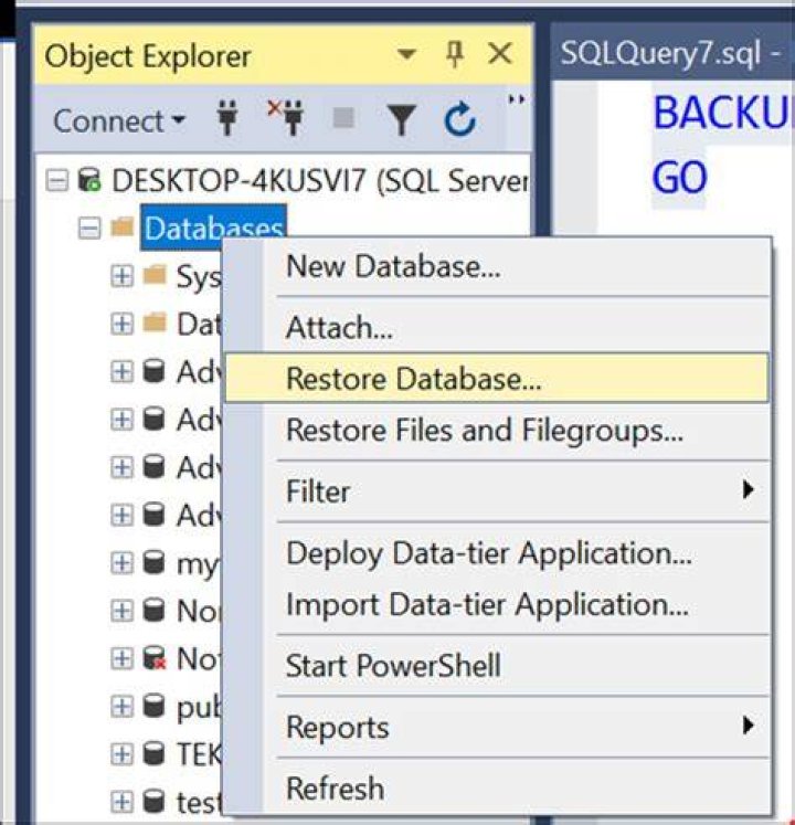 How do you backup a SQL database?