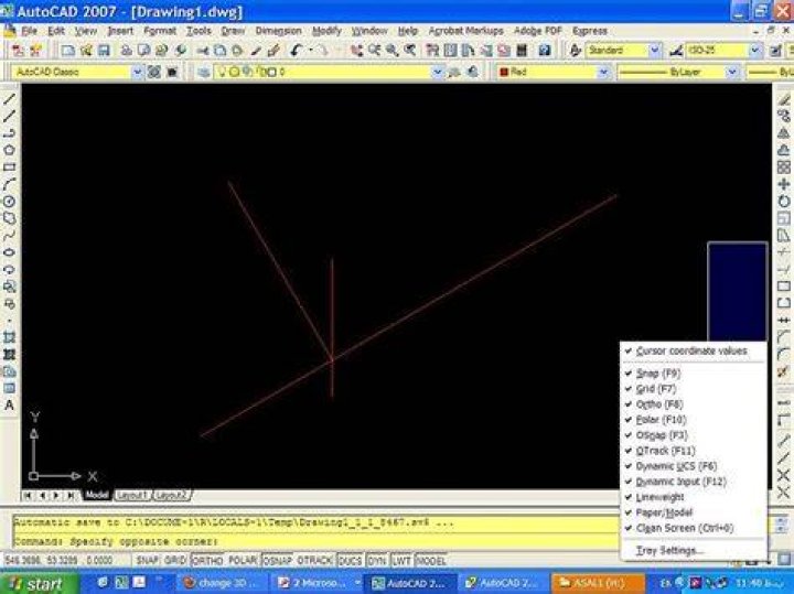 How do you change from 3D to 2D in AutoCAD 2007?
