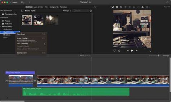 How do you delete events on iMovie?