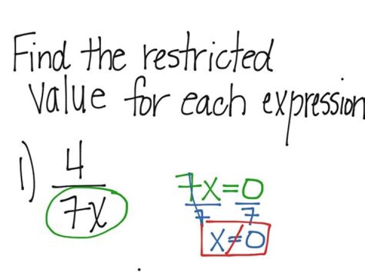 How do you determine the restricted values and the domain of a rational algebraic expressions?
