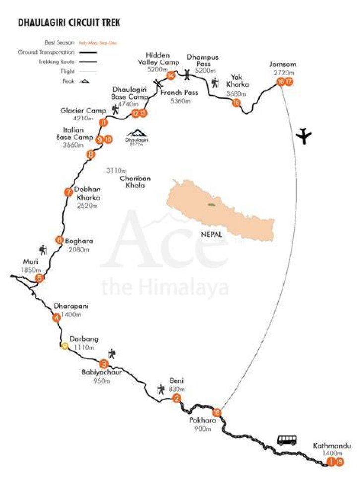 In which country Dhaulagiri located?