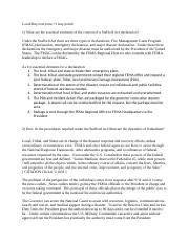 What are the essential elements of the content of a Stafford Act declaration?