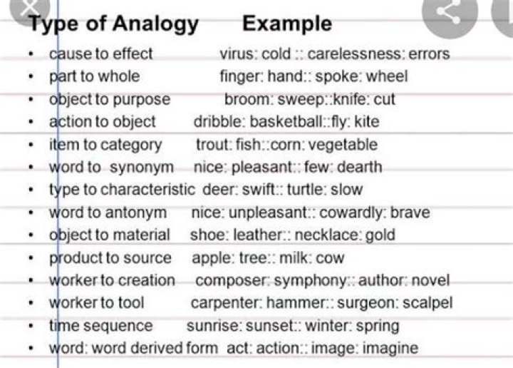 What are the types of analogy and give an example?