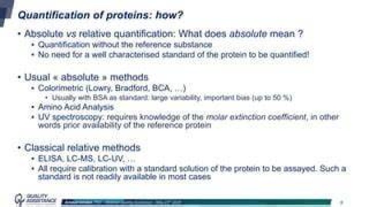 What does quantification of proteins mean?