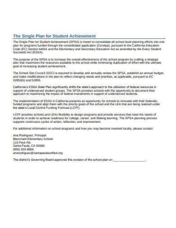 What is a single plan for student achievement?