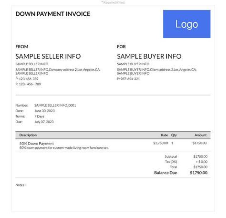 What is downpayment invoice?