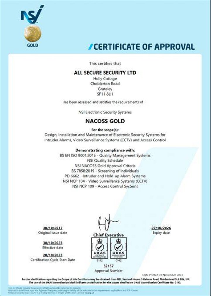 What is NSI Gold approved?