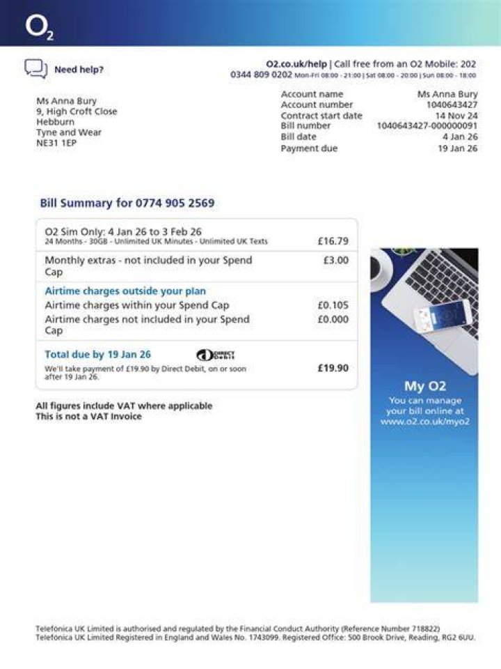 What is O2 travel on my bill?