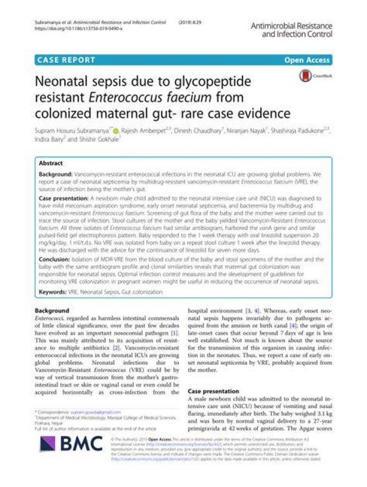 What is sepsis due to Enterococcus?