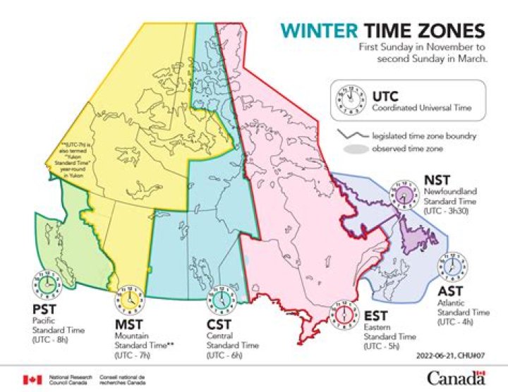 What is the day and time in Canada just now?