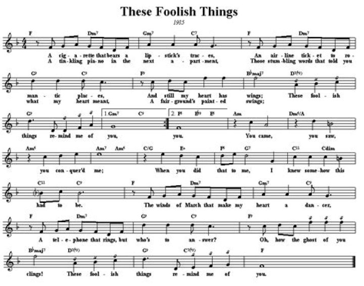 What is the meaning of the song these foolish things?