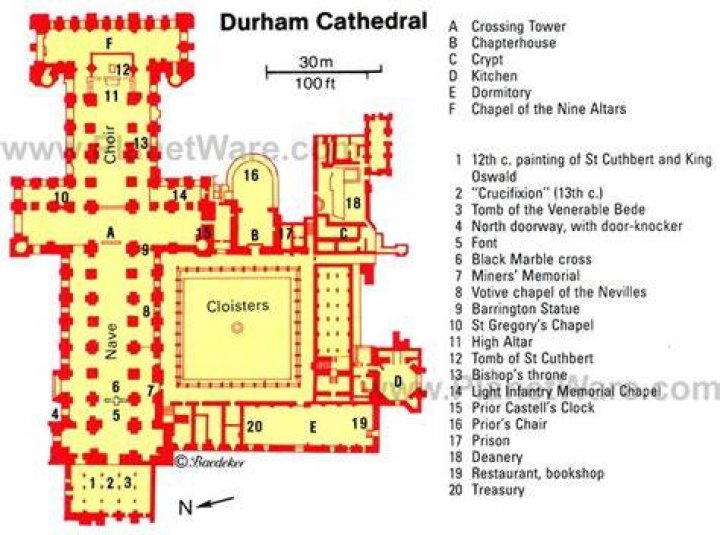 What shape was used for the plan layout of the Durham cathedral?