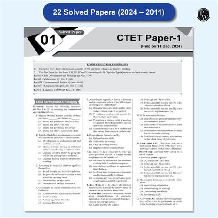 What should I study for Ctet Paper 1?