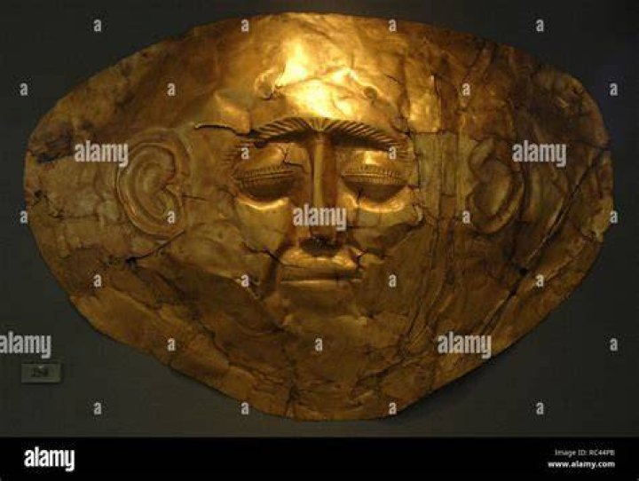 Where was the Mycenaean funerary mask found?